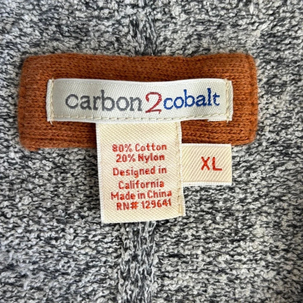 Carbon‎ 2 Cobalt Mens XL Grey Marl Quarter Zip Cotton Blend Pullover Sweater
